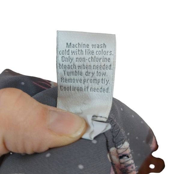 Lauren Conrad Gray and Pink Floral Cap Sleeve XL Blouse workwear tie back - Picture 5 of 6